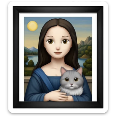 frame, painting, Mona Lisa, with cat sticker