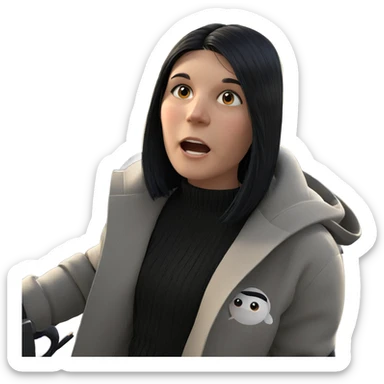 girl with black hair beside car sticker