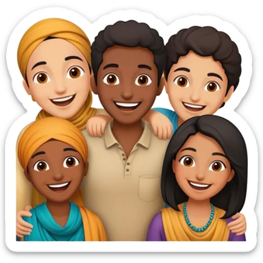 5 friends: 2 North African, 1 Iranian, 1 Indian, 1 black sticker