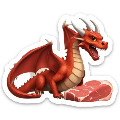 Dragon with pice of meat sticker