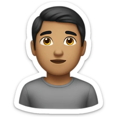 A boy with thick straight heavier hair,Sienna skin,dark eyebrown sticker