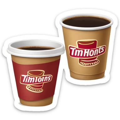 “Tim Hortons coffee cup with iconic logo.” sticker