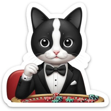 Un gato jugando en el casino sticker