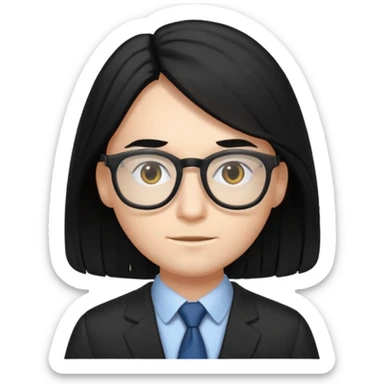 accountant with black long hair sticker