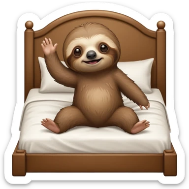 A sloth hopping to a bed sticker