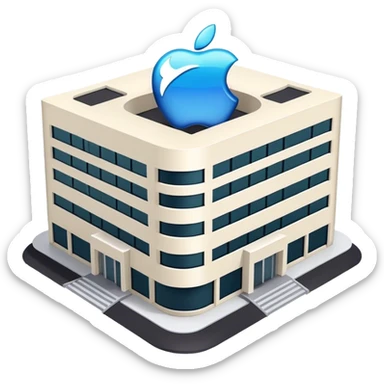 apple brand company building. looks realistic sticker