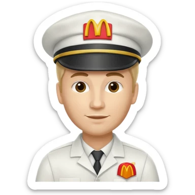 caucasian male McDonald's worker sticker