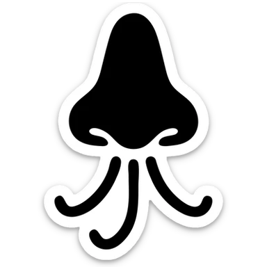 solid filled icon of a nose breathing, minimalist sticker