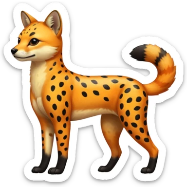 Colorful shiny iridescent Cheetah-Dingo-Jackal-Civet-serval-shiba-inu-hybrid, full body sticker