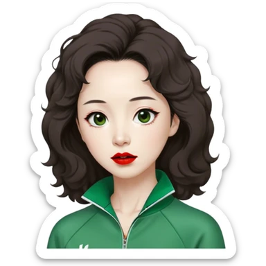 Han Mi-nyeo : Age: Late 60s
Appearance: A crazy woman with wrinkles, frizzy, messy dark brown hair and dramatic red lipstick.
Outfit: Green player tracksuit sticker