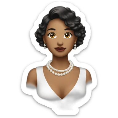 mi prima con un collar de perlas y tatuajes de piel blanca sticker