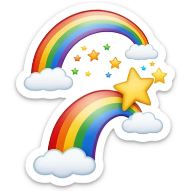 A shooting star with a rainbow behind it with the words, the more you know on top of the rainbow sticker