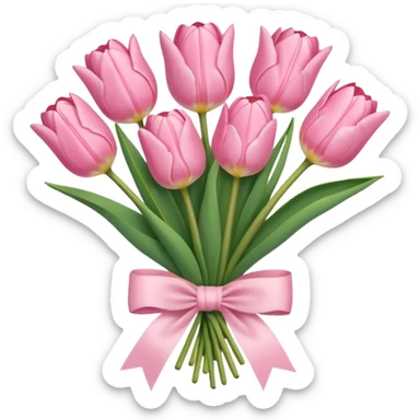 light pink tulip bouquet with light pink bow sticker