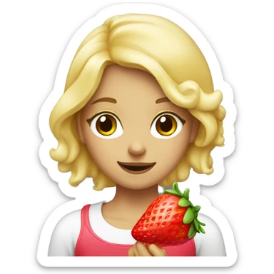 A blonde girl eating gummy strawberries  sticker