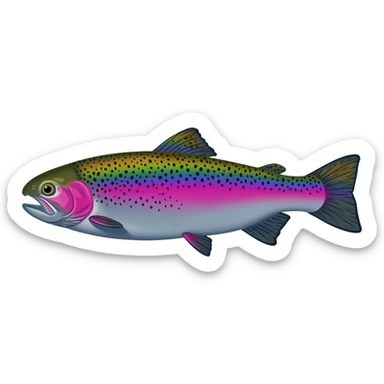 rainbow trout fish bright saturated purple blue green yellow white with black speckles sticker