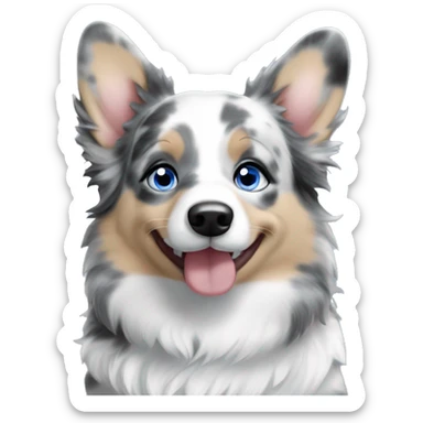 Blue Merle girl corgi with a blue eyes sticker