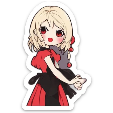 fille avec cheuveux rouge et habillé en noir sticker