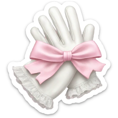 vintage rococo white gloves with light pink bows  sticker