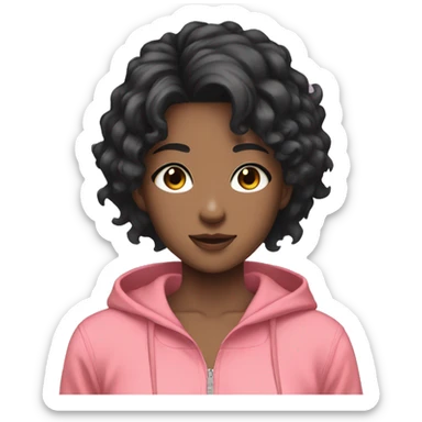 Anime girl black hair with tracksuit  sticker