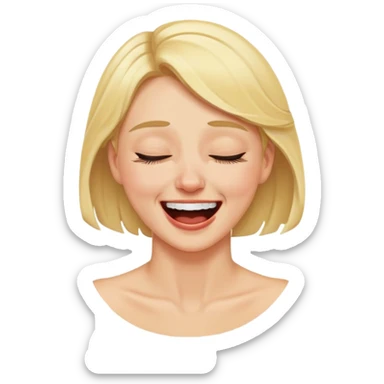 blonde white woman grabbing her neck and laugh crying  sticker