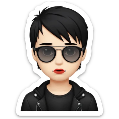 emo boy model with lip piercing sunglasses sticker