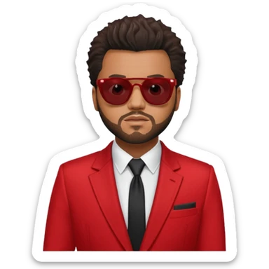 the weeknd in red suit and sunglasses sticker