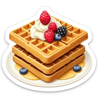Waffles with milky cream and berries sticker