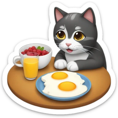 Cat taking a breakfast sticker
