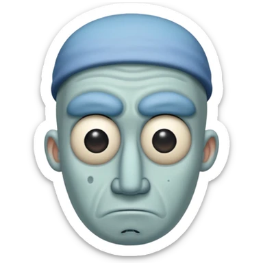 Squidward from spongebob is moody sticker