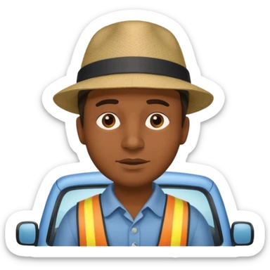 homme créole réunionnais  avec chapeau embouteillage route  sticker