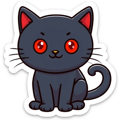 Mysterious black cat with bright red eyes sticker