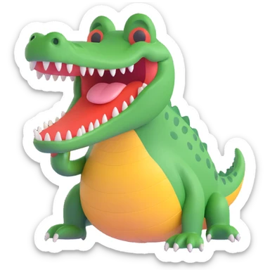 playful and dynamic 3D animation style crocodile emoji sticker