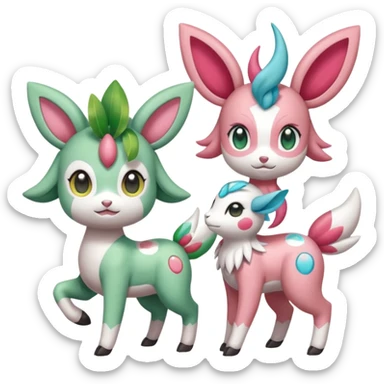 Meloetta-Shaymin-Sylveon-Pokémon-Fakémon-creature sticker