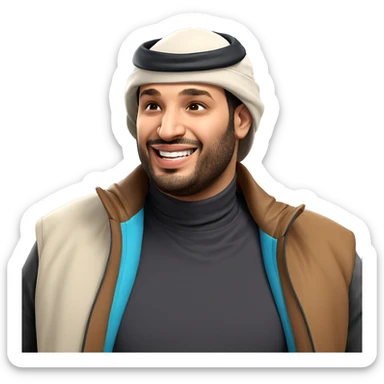 smiling man in jacket hat sticker