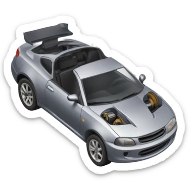 repair of a sport car with an open hood sticker