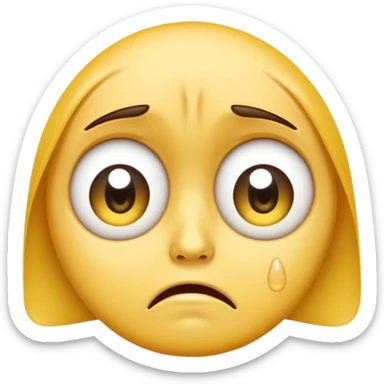 Create a sad face, big eyes, sad crying with tears, regular emoji, yellow face, big eyes, circular shape emoji sticker