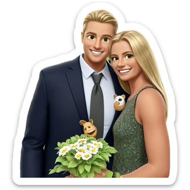 smiling couple in outdoor setting sticker