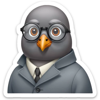 Pigeon with glasses and coat looking like a spy sticker