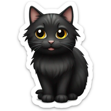 a long haired tabby cat and black cat sticker