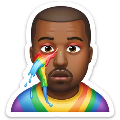 Kanye vomiting a rainbow sticker