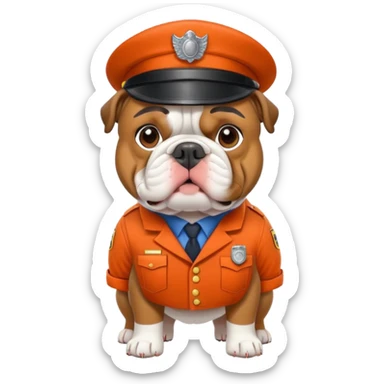 English bulldog dressed as a postman sticker