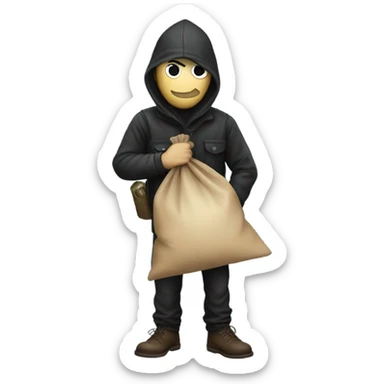 Robber with a bag of money in hand sticker