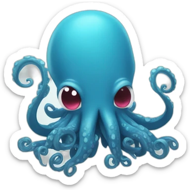 Cute blue kraken making hearts with tentacles sticker