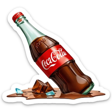 broken bottle of coca cola sticker