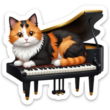 Cat on piano sticker