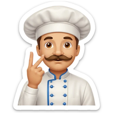 Pleased mustachioed chef enthusiastically kissing his pinched fingers emoji with love sticker