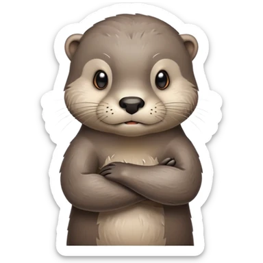 Angry otter with crossed arms, frowning face sticker