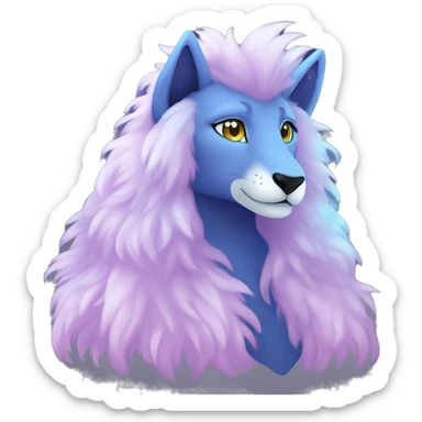 Shiny Fluffy Long Mane Anthro Sona Nebula Fakemon sticker