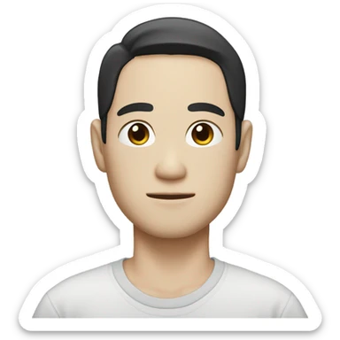 man from japan with white skin and black hair, wear casual shirt , closeout face sticker