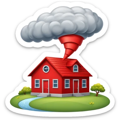 Tornado in storm with red home sticker
